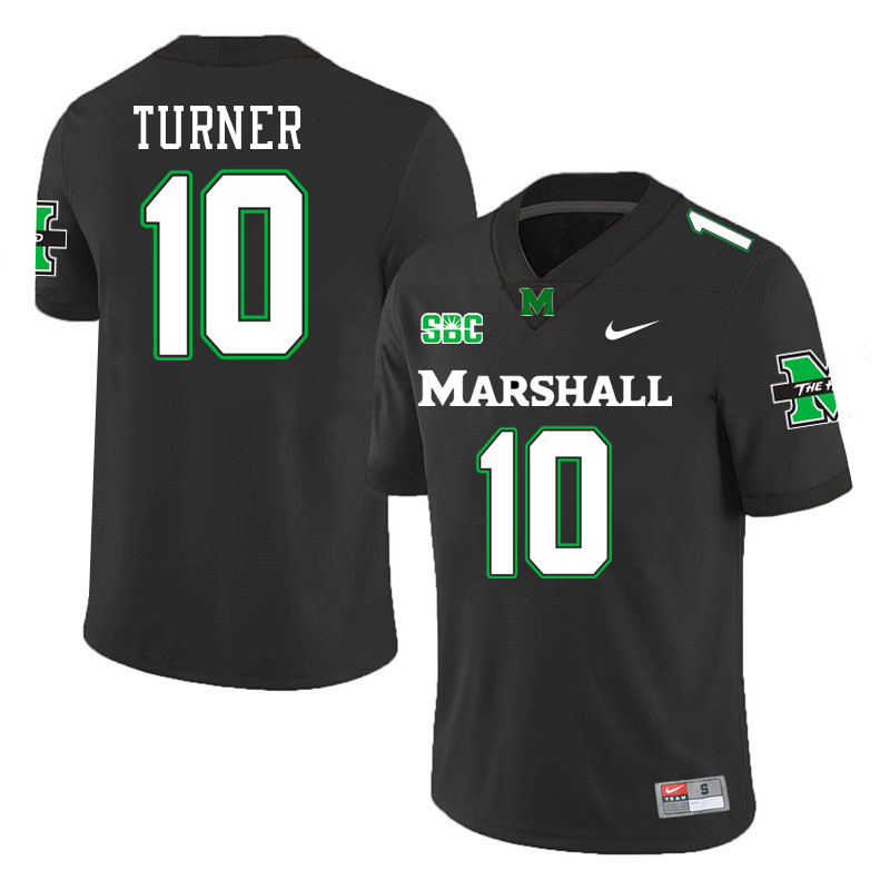 Marshall Thundering Herd #10 Ben Turner College Football Jerseys Stitched-Black